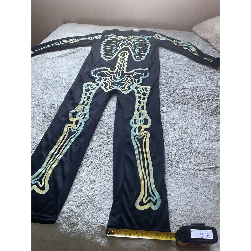 Glow In Dark Skeleton Costume Toddler 8-9 Years 1 pc No Gloves Hook&Loop Closure